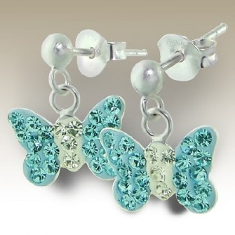 Kids  Butterfly Crystal Drop Earrings