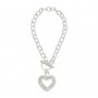 Sterling Silver T Bar Bracelet with CZ Heart Charm