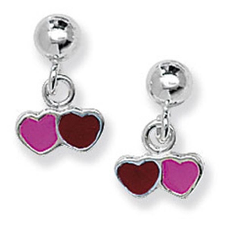 Kids Heart Sterling Silver Bangle and Earring Set