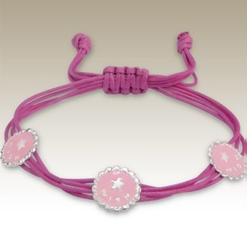 Kids Sterling Silver &  Pink Cord Bracelet