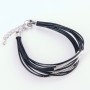 Phobe Fine Stranded Leather Bracelet - Silver